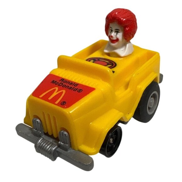 Vintage 1980s McDonalds Ronald McDonald Yellow Jeep Toy Car - Picture 1 of 10